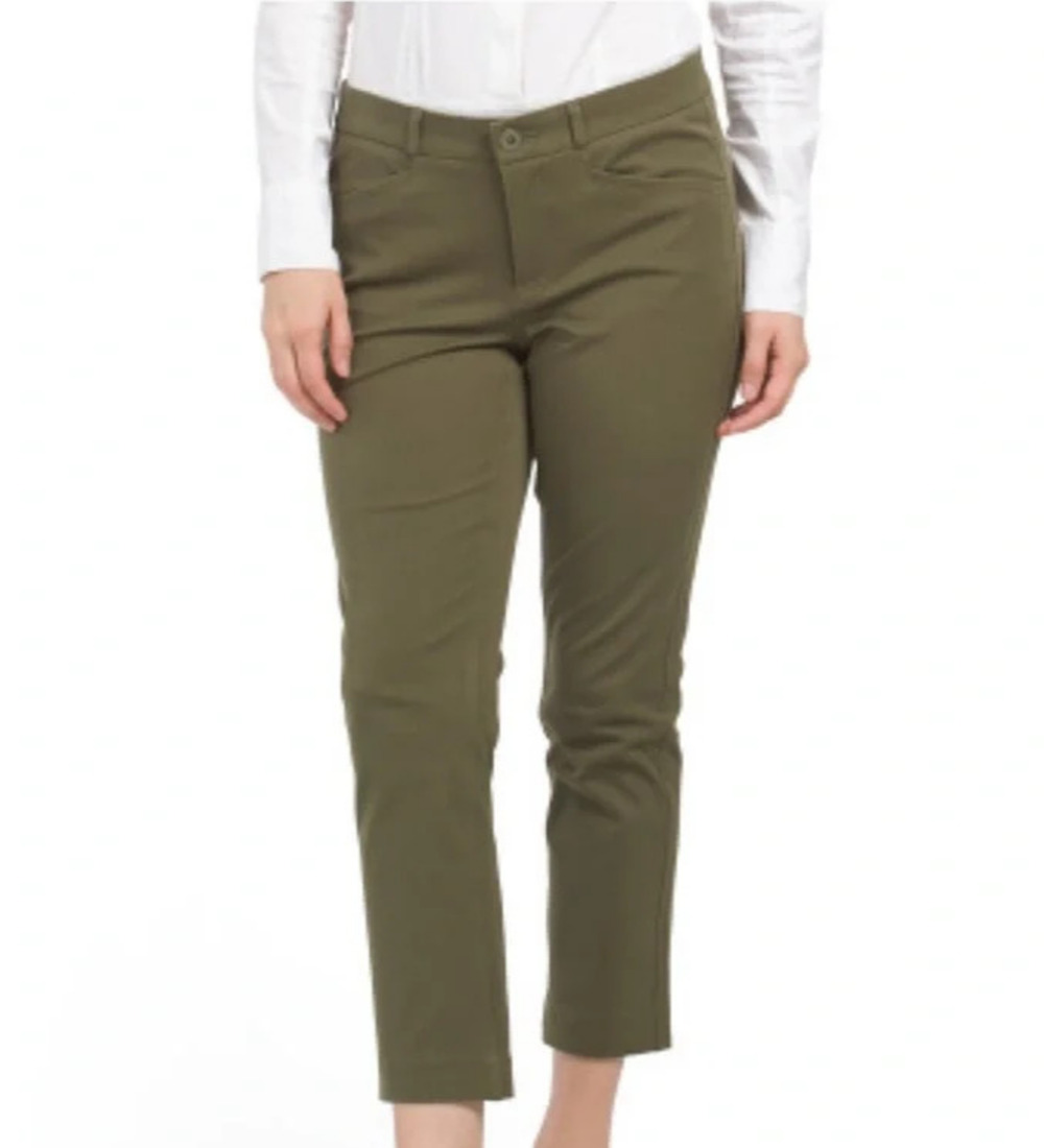 Banana Republic Cropped Pants Women's 16 Olive Green Slim Straight